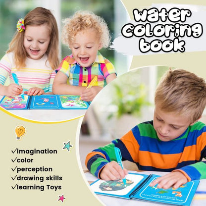 Magic Water Painting Book – Reusable Drawing & Coloring Board with Magic Water Pen (Random Book)